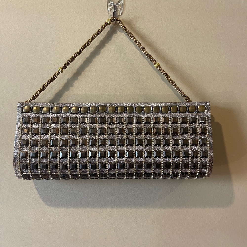 Metallic gold evening clutch